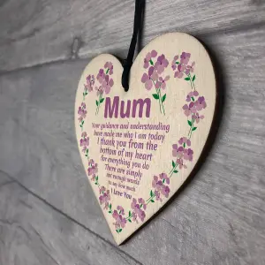 Red Ocean I Love You Mum Gift For Mothers Day Birthday Wood Heart Mum Gifts From Daughter Son Thank You Gift For Mum