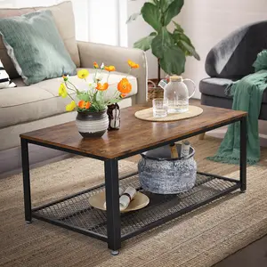 Aplington Coffee Table Rustic Brown Top/Black Base