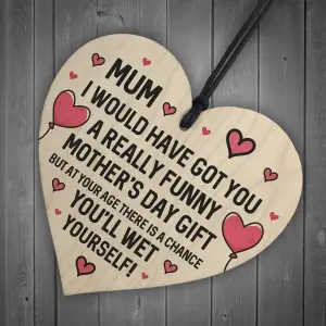 Red Ocean Funny Rude Mothers Day Gifts For Mum Novelty Wooden Heart Mum Gifts For Her