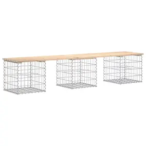 Berkfield Garden Bench Gabion Design 203x44x42 cm Solid Wood Pine