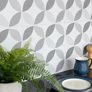 d-c-fix Geometric Grey Self Adhesive Vinyl Wall Tiles Pack of 6 (0.56sqm)