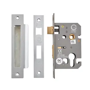 AFIT Satin Chrome Euro Profile Sashlock - Case 65mm 44mm Backset