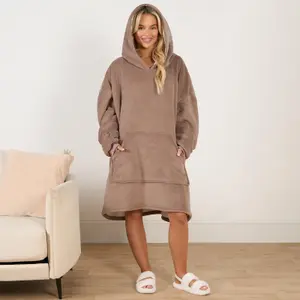 Sienna Hoodie Blanket Ultra Plush Wearable Sherpa Oversize - Mink Brown