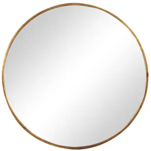 Melody Maison Large Round Gold Framed Wall Mirror 80cm x 80cm