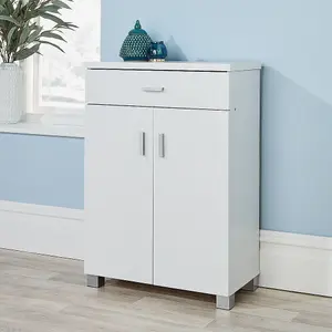 Home Source Venetia 2 Door 1 Drawer Shoe Storage Cabinet Unit White