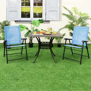 Costway Set of 4 Patio Folding Dining Chairs Outdoor Portable Sling Back Chairs