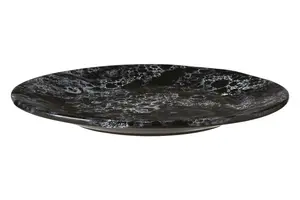 Interiors By Premier Nordic Black Faux Marble Dinner Plate, Durable Dinner Plate For Dinner, Versatile Deep Dinner Plate