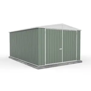 Absco 10ft x 15ft Garden Utility Workshop Green Apex Roof Storage Shed Double Doors