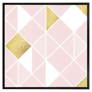 Pink & gold geometric (Picutre Frame) / 24x24" / Oak