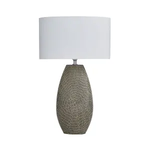 The Lighting Edit Cylinder Satin Stone Crackle effect Table lamp