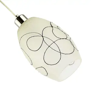 Contemporary Frosted White Crackle Glass Pendant Light Shade with Black Swirls