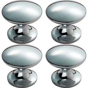 4x Fingertip Cabinet Door Knob 30mm Diameter Polished Chrome Cupboard Handle