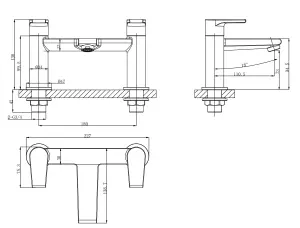 VURTU Anstey Bath Filler, 1/4 Turn, Dual Lever Ceramic Disc, High/ Low Water Pressure, 240(H) x 220(W), Chrome, 628511