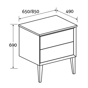 Queens White Floor Standing Bathroom Vanity Unit with Pre-drilled Tap Hole Worktop (W)85cm (H)69cm