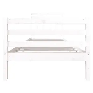 Berkfield Bed Frame White Solid Wood 90x200 cm 3FT Single