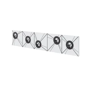 Decortie Modern Vizy Wall-Mounted Hanger White Engineered Wood w/5 Black Metal Hooks Storage Coat Rack 90(W)x1.8(D)x18(H)cm