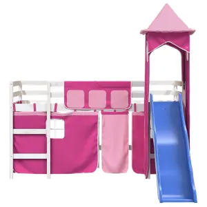 Berkfield Kids' Loft Bed with Tower without Mattress Pink 80x200 cm