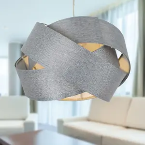 First Choice Lighting Twist Silver Shimmer Linen Layered Pendant Shade