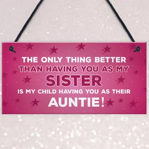 Novelty Gift For Auntie Sister Birthday Christmas Gifts Hanging Plaque Sister Gift Thank You