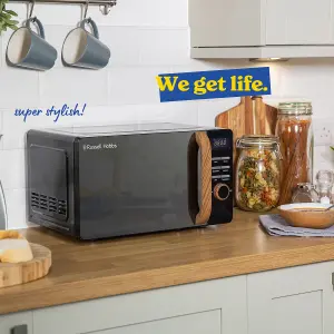 Russell Hobbs Scandi Microwave 17 Litre 700W Matt Black Wood Effect Digital RHMD714B-N