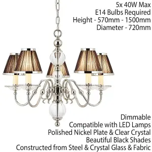 Flemish Ceiling Pendant Chandelier Polished Nickel & Brown Shades 9 Lamp Light