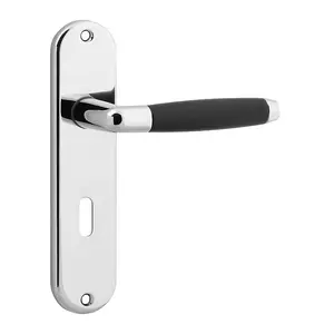 URBNLIVING 184mm Length 2 Pcs Cambridge Metal & Polished Nickel Lever Latch Door Keyhole Handles Set