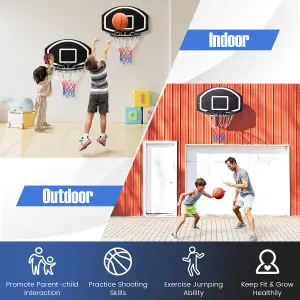 Costway Wall Mounted Basketball Hoop Set Large Indoor Basketball Games