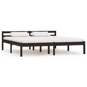 Berkfield Bed Frame Dark Brown Solid Pine Wood 160x200 cm