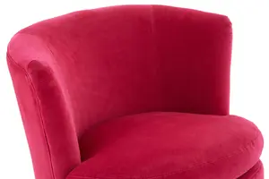 Interiors By Premier Elegant Round Plush Pink Cotton Velvet Armchair, Velvet Upholstered Comfortable Armchair For Livingroom