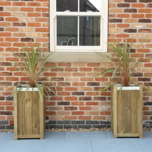 Forest Garden Slender Wooden Rectangular Planter, Pack of 2 (H)75cm (W)40cm