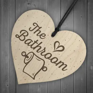 Red Ocean The Bathroom Shabby Chic Handmade Wooden Heart Sign For Toilet Bathroom Loo Plaque