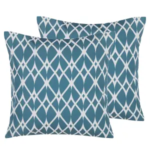 Set of 2 Outdoor Cushions ANAGNI Blue