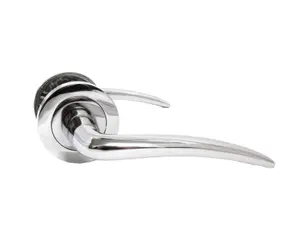 Carla Door Handles Latch Curved Lever on Rose - Chrome 125mm