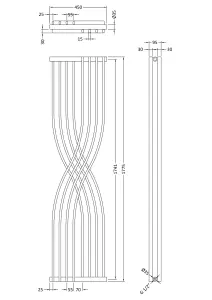 Curved Designer Radiator - 1775mm x 450mm - 2020 BTU - Anthracite