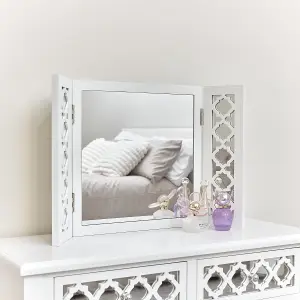 Melody Maison White Mirrored Triple Mirror - Sabrina White Range