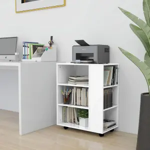 Berkfield Rolling Cabinet High Gloss White 60x35x75 cm Engineered Wood