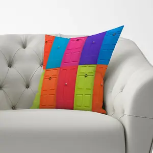 Colourful English Doors Cushions 60cm x 60cm