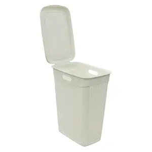 Plastic Laundry Hamper with Handles White