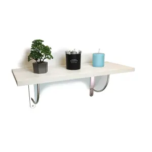 Solid Pine Rustical Shelf White with LUK02 Bracket 25x80cm