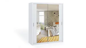 Bono Sliding Door Wardrobe With Mirrors - Elevate Your Bedroom's Elegance in White Matt - W1800mm x H2150mm x D620mm