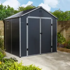 Rowlinson Airevale 8x6 Plastic Apex Shed Dark Grey with Foundation Kit