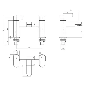 Dezine Rhine Bath Filler Chrome Deck Mounted