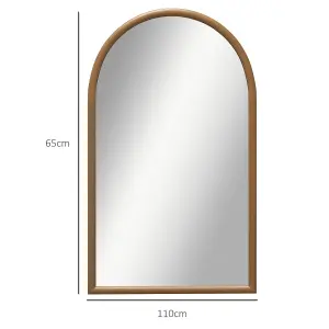 HOMCOM Wall Mirror, Arch Mirror for Wall Mounted, Home Decor, Brown