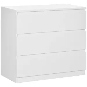 HOMCOM Chest of Drawers, 3 Drawer Storage Cabinet Unit for Bedroom, White