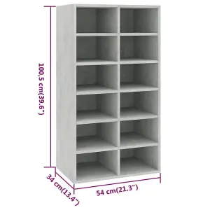 Berkfield Shoe Rack Concrete Grey 54x34x100.5 cm Engineered Wood