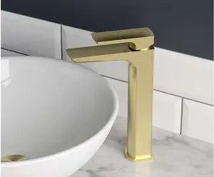 Aquarius Hydro Tall Mono Basin Mixer Tap Brushed Brass