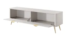 Lante Stylish Beige TV Cabinet 1630mm H510mm D380mm with Two Pull-Down Doors and Two Closed Compartments