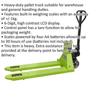 2500kg Heavy Duty Pallet Truck with Scales and LCD Display for Precision Weighing