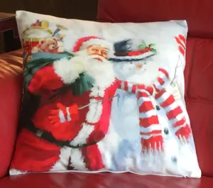 Santa & Snowman 18" Christmas Cushion