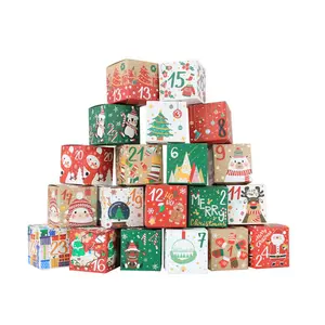 Christmas Advent Calendar New Gift Candy Box 7cm Christmas Candy Box 1-24 Digital Packaging